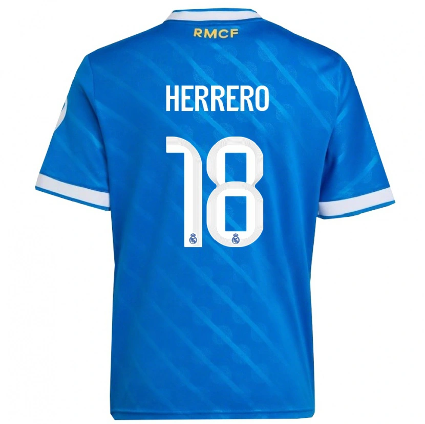 Danxen Mujer Camiseta Enrique Herrero #18 Azul Blanco Equipación Tercera 2025/26 La Camisa México