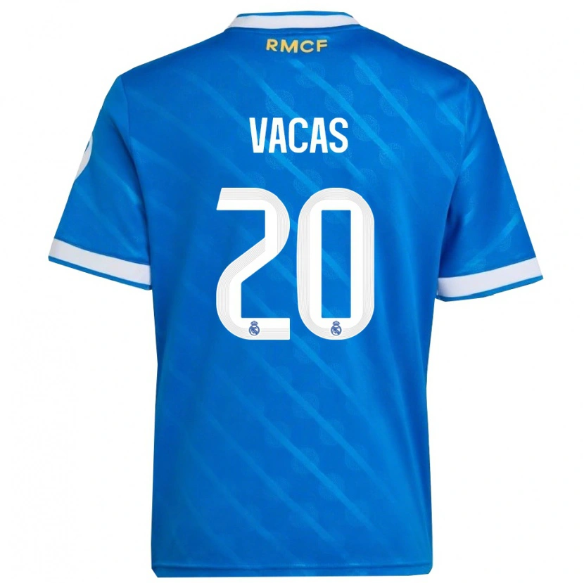 Danxen Mujer Camiseta Juan Vacas #20 Azul Blanco Equipación Tercera 2025/26 La Camisa México