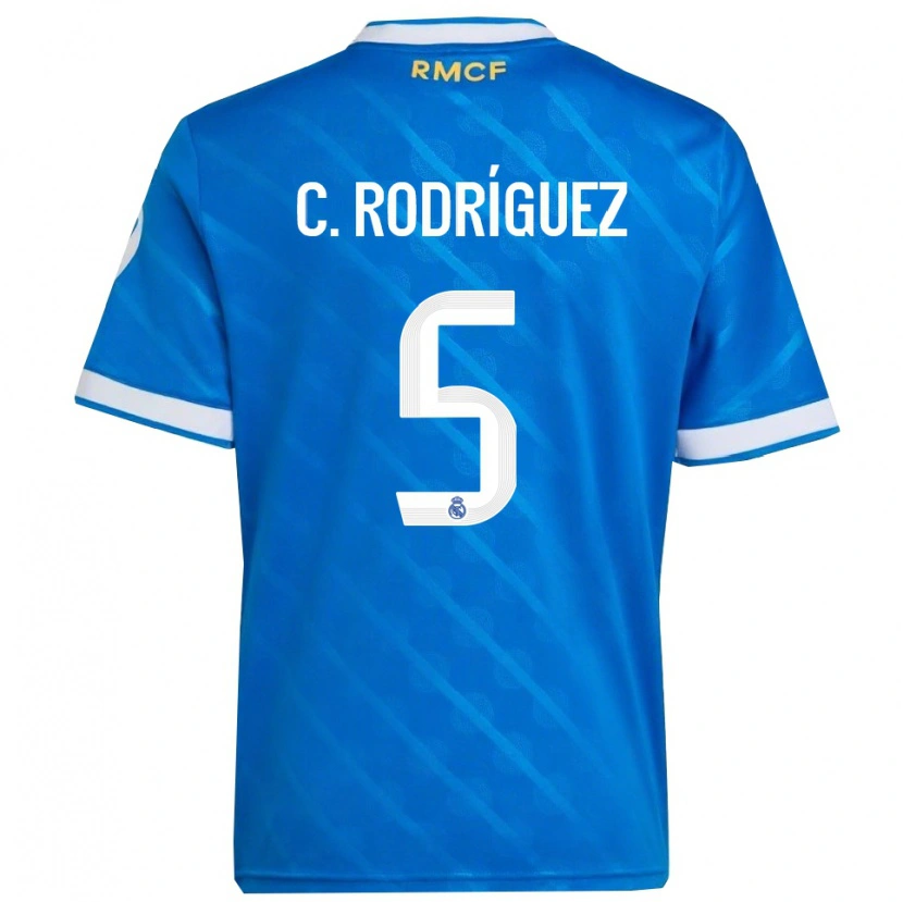 Danxen Mujer Camiseta Carlos Rodríguez #5 Azul Blanco Equipación Tercera 2025/26 La Camisa México