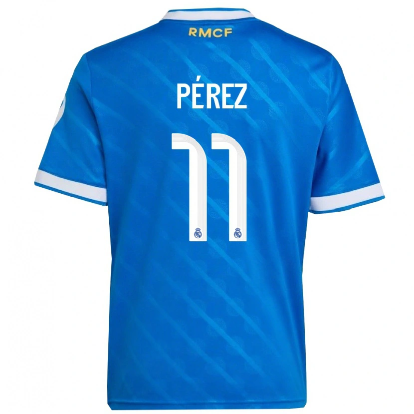 Danxen Mujer Camiseta Adrián Pérez #11 Azul Blanco Equipación Tercera 2025/26 La Camisa México