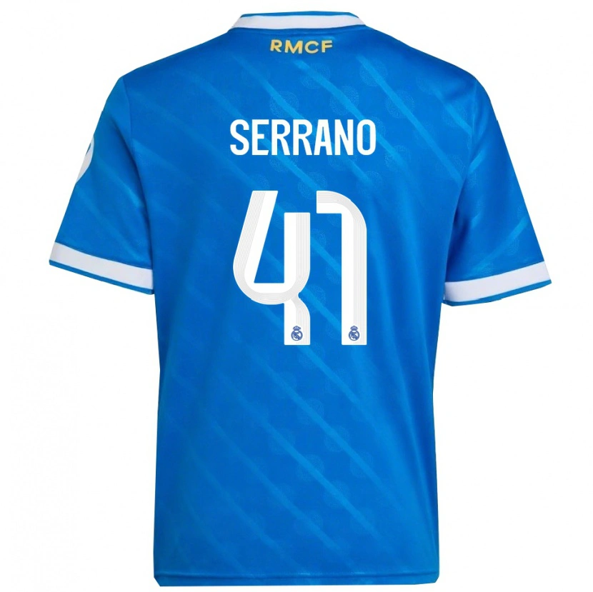 Danxen Mujer Camiseta Manu Serrano #41 Azul Blanco Equipación Tercera 2025/26 La Camisa México