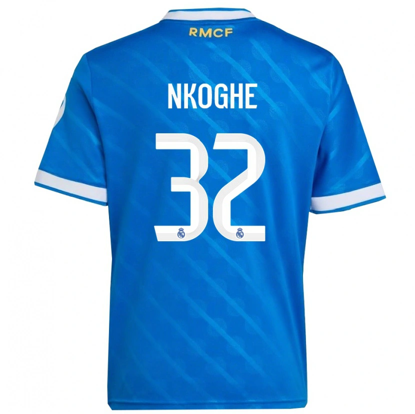 Danxen Mujer Camiseta Ariel Nkoghe #32 Azul Blanco Equipación Tercera 2025/26 La Camisa México