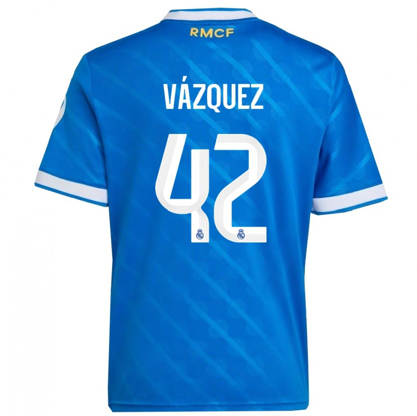 Danxen Mujer Camiseta Erik Vázquez #42 Azul Blanco Equipación Tercera 2025/26 La Camisa México