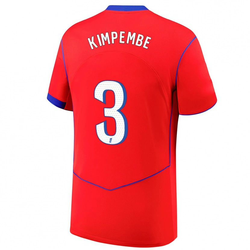 Danxen Mujer Camiseta Presnel Kimpembe #3 Rojo Azul Blanco Equipación Tercera 2025/26 La Camisa México