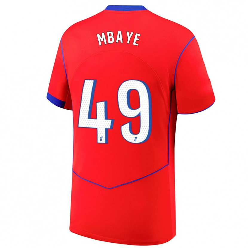 Danxen Mujer Camiseta Ibrahim Mbaye #49 Rojo Azul Blanco Equipación Tercera 2025/26 La Camisa México
