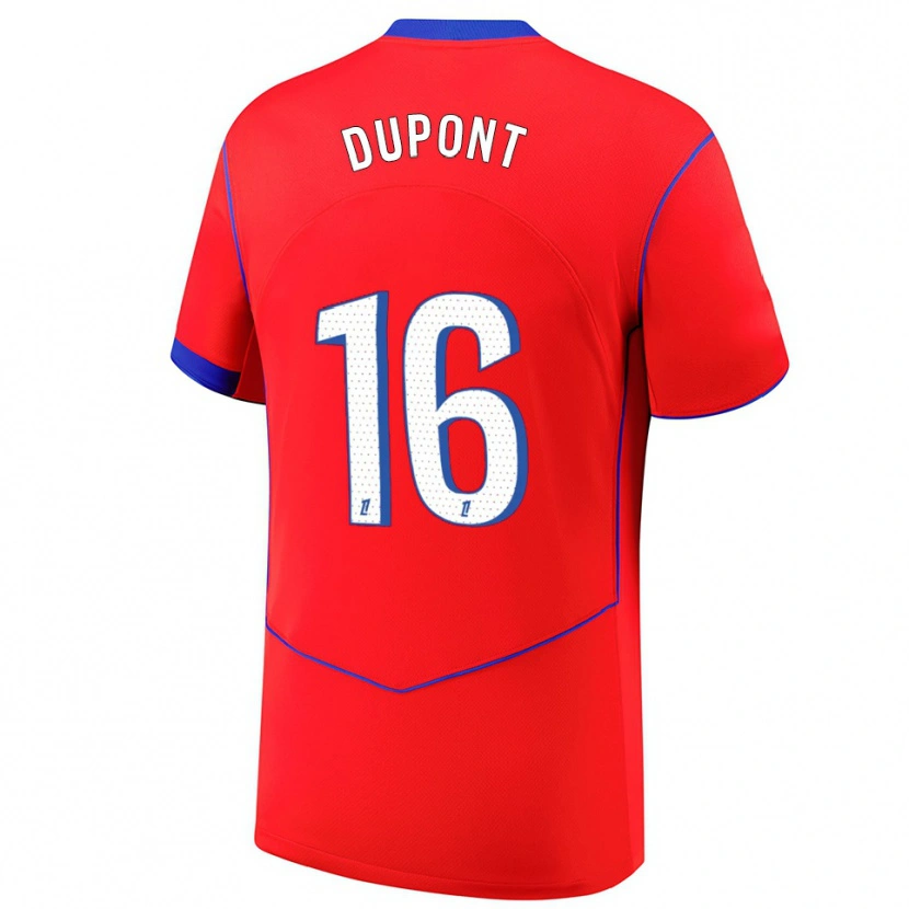 Danxen Mujer Camiseta Raphaël Dupont #16 Rojo Azul Blanco Equipación Tercera 2025/26 La Camisa México