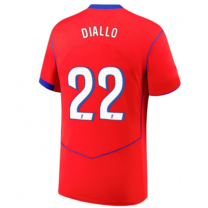 Danxen Mujer Camiseta Abdou Diallo #22 Rojo Azul Blanco Equipación Tercera 2025/26 La Camisa México