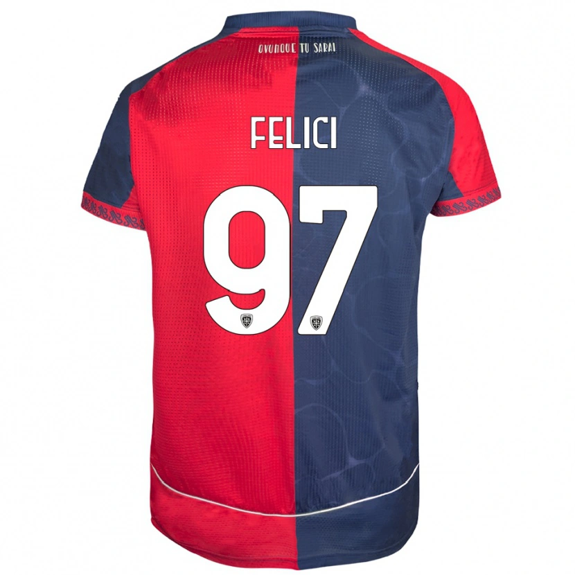 Danxen Niño Camiseta Mattia Felici #97 Rojo Marino 1ª Equipación 2025/26 La Camisa México