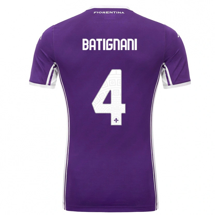 Danxen Niño Camiseta Francesco Batignani #4 Púrpura Blanco 1ª Equipación 2025/26 La Camisa México