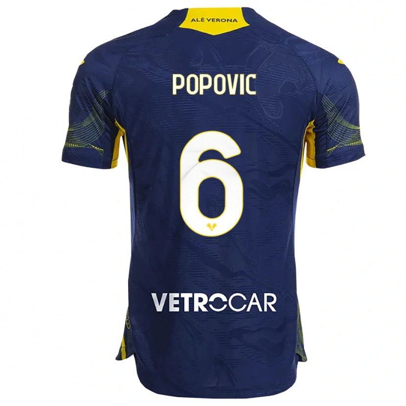 Danxen Niño Camiseta Andrej Popovic #6 Marino Amarillo 1ª Equipación 2025/26 La Camisa México
