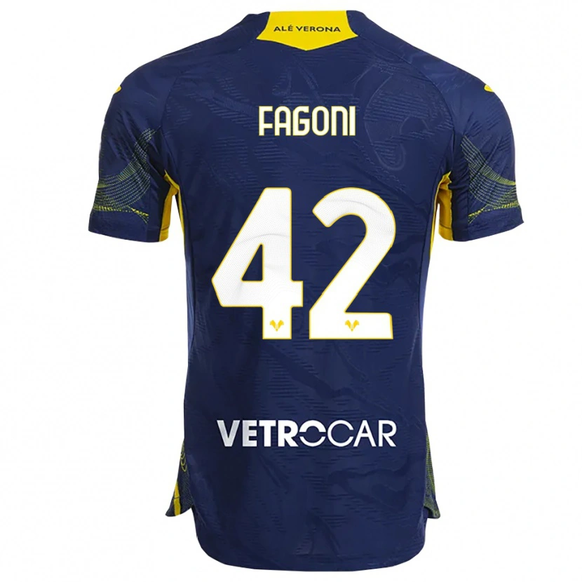 Danxen Niño Camiseta Marco Fagoni #42 Marino Amarillo 1ª Equipación 2025/26 La Camisa México
