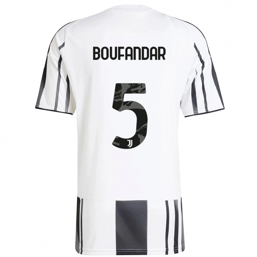 Danxen Niño Camiseta Adam Boufandar #5 Blanco Negro 1ª Equipación 2025/26 La Camisa México