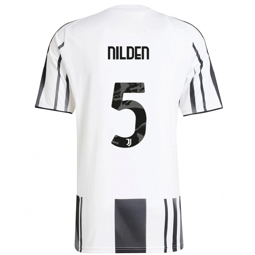 Danxen Niño Camiseta Amanda Nilden #5 Blanco Negro 1ª Equipación 2025/26 La Camisa México