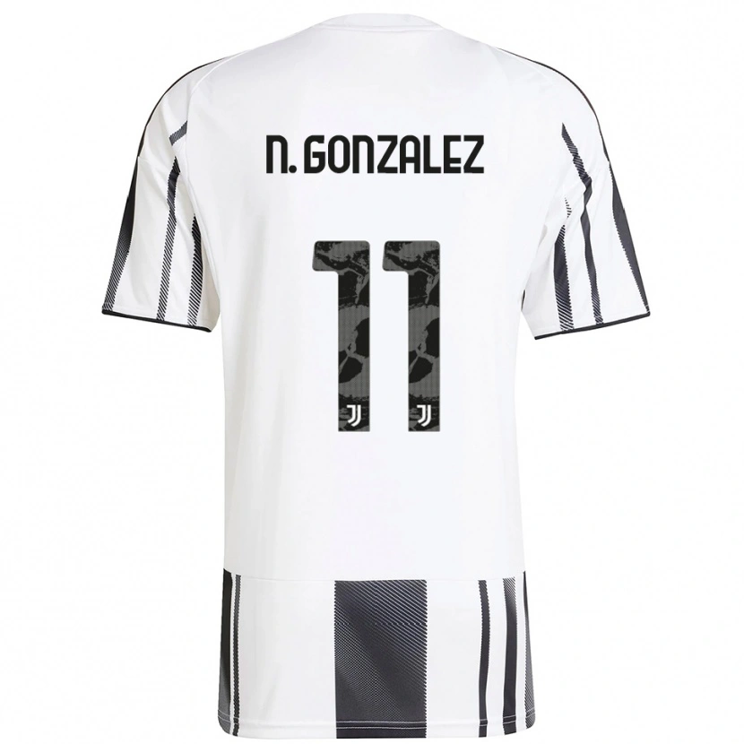 Danxen Niño Camiseta Nico González #11 Blanco Negro 1ª Equipación 2025/26 La Camisa México