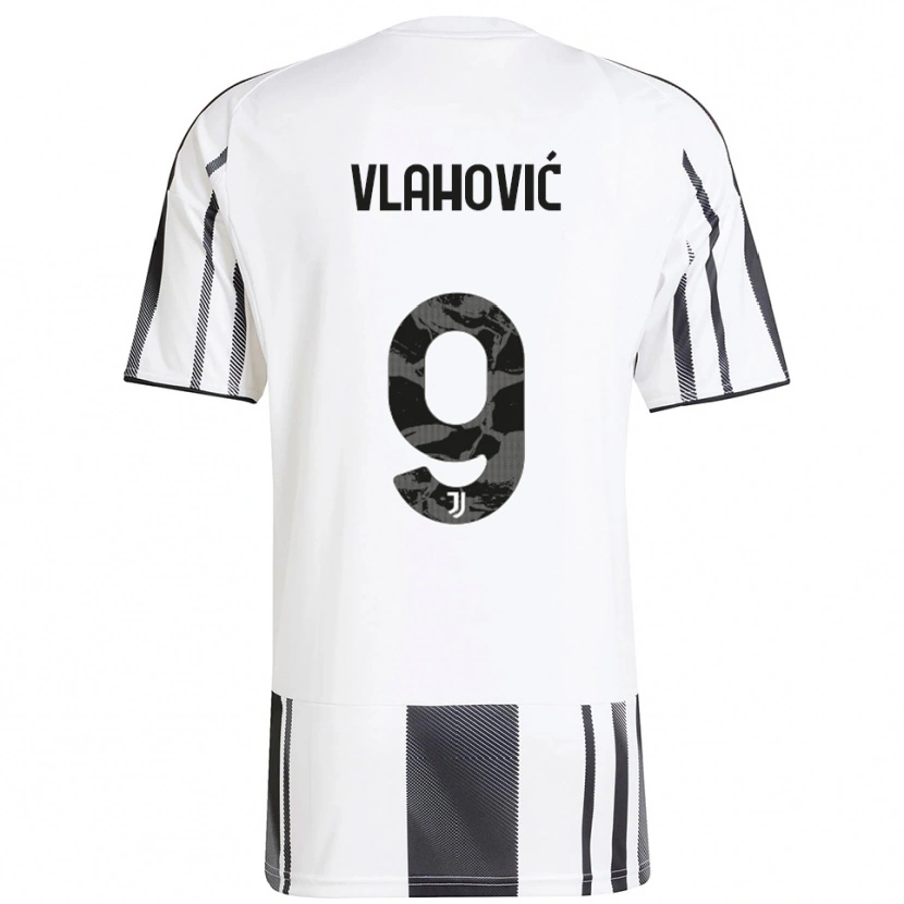 Danxen Niño Camiseta Dušan Vlahović #9 Blanco Negro 1ª Equipación 2025/26 La Camisa México