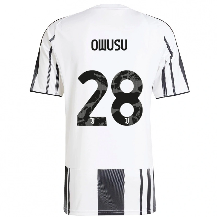 Danxen Niño Camiseta Augusto Owusu #28 Blanco Negro 1ª Equipación 2025/26 La Camisa México