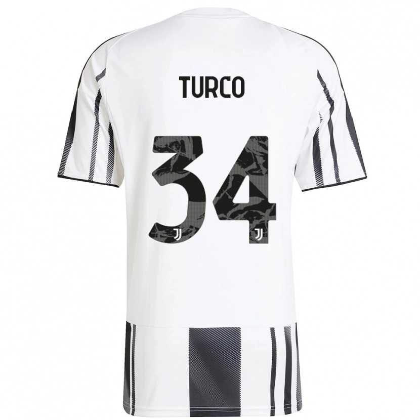 Danxen Niño Camiseta Stefano Turco #34 Blanco Negro 1ª Equipación 2025/26 La Camisa México
