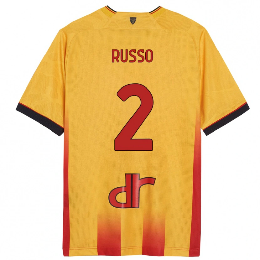 Danxen Niño Camiseta Luca Russo #2 Amarillo Naranja 1ª Equipación 2025/26 La Camisa México