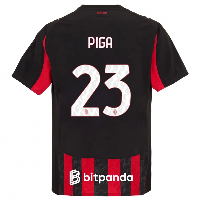 Danxen Niño Camiseta Julie Piga #23 Rojo Negro 1ª Equipación 2025/26 La Camisa México
