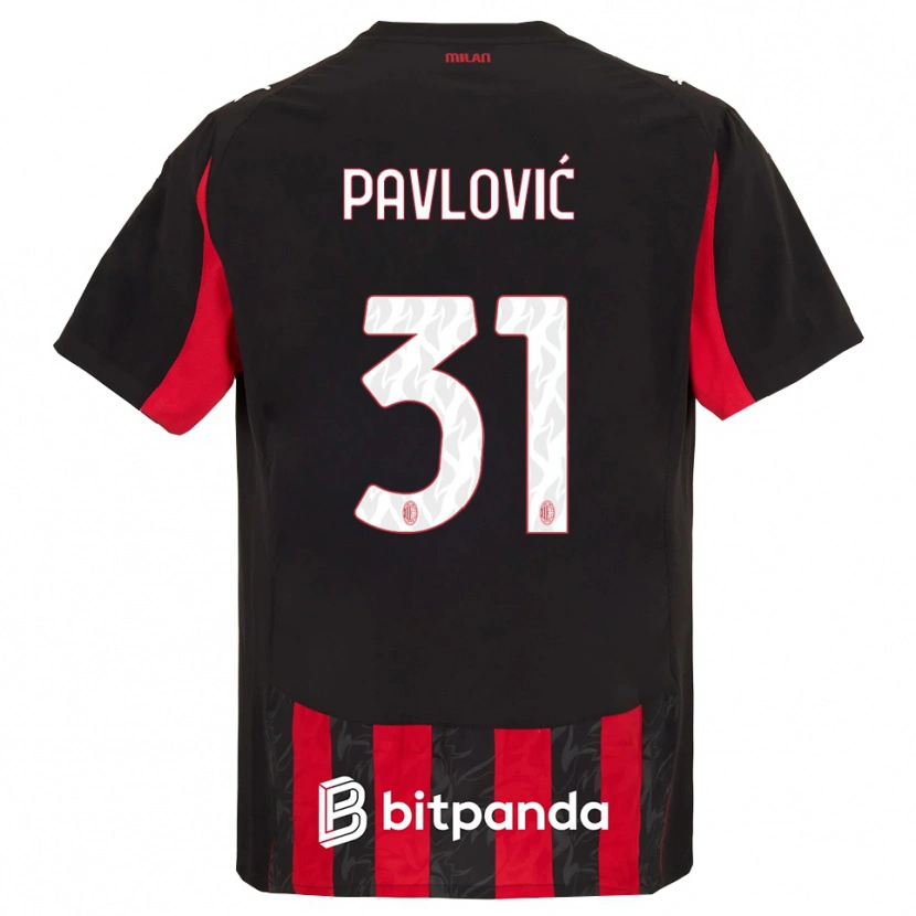 Danxen Niño Camiseta Strahinja Pavlović #31 Rojo Negro 1ª Equipación 2025/26 La Camisa México