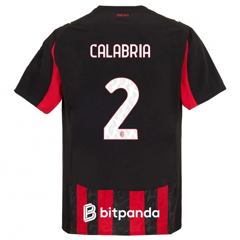 Danxen Niño Camiseta Davide Calabria #2 Rojo Negro 1ª Equipación 2025/26 La Camisa México