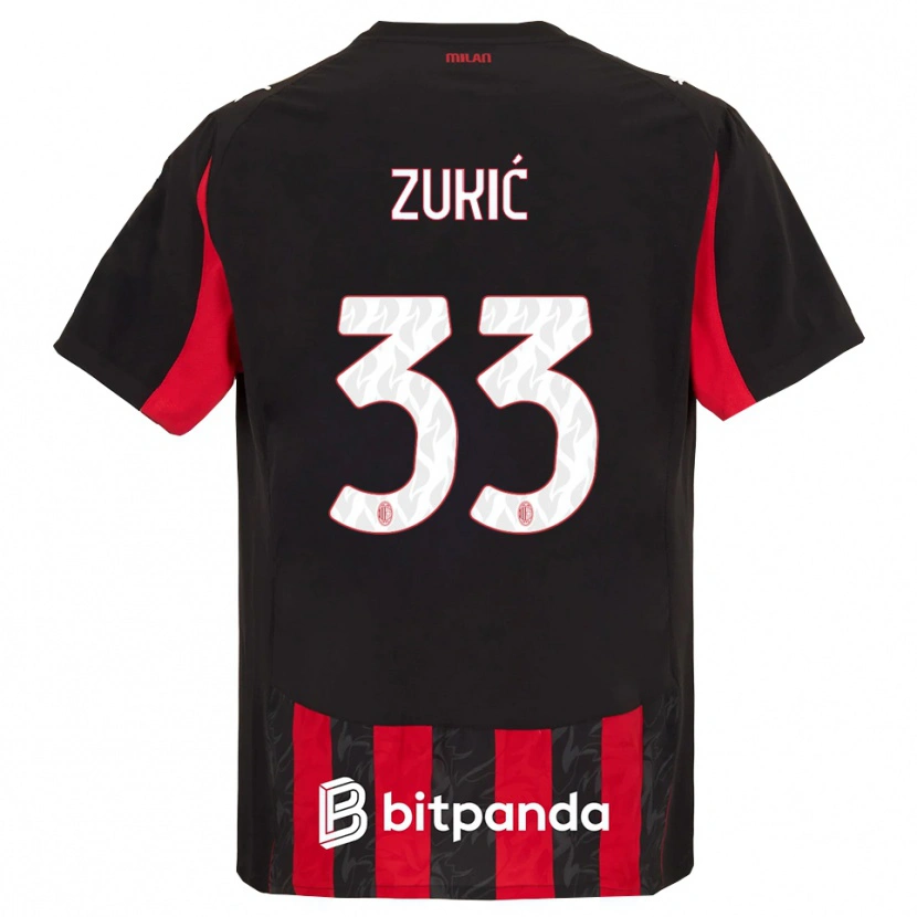 Danxen Niño Camiseta Damir Zukić #33 Rojo Negro 1ª Equipación 2025/26 La Camisa México