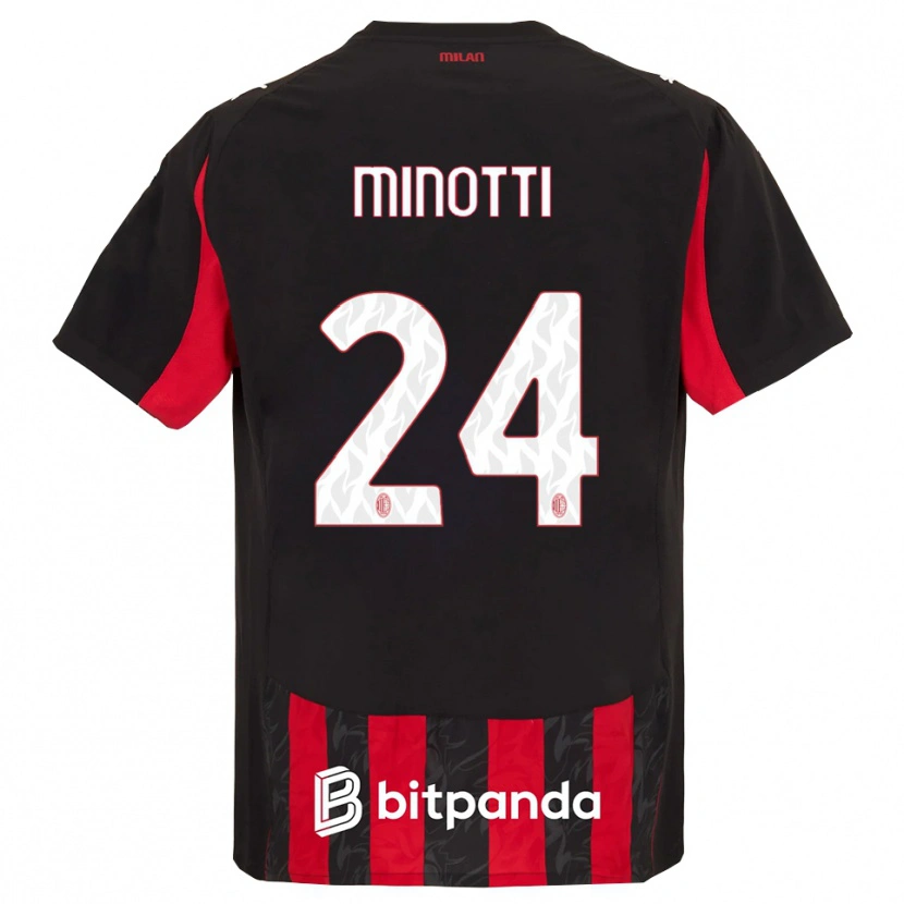 Danxen Niño Camiseta Gabriele Minotti #24 Rojo Negro 1ª Equipación 2025/26 La Camisa México