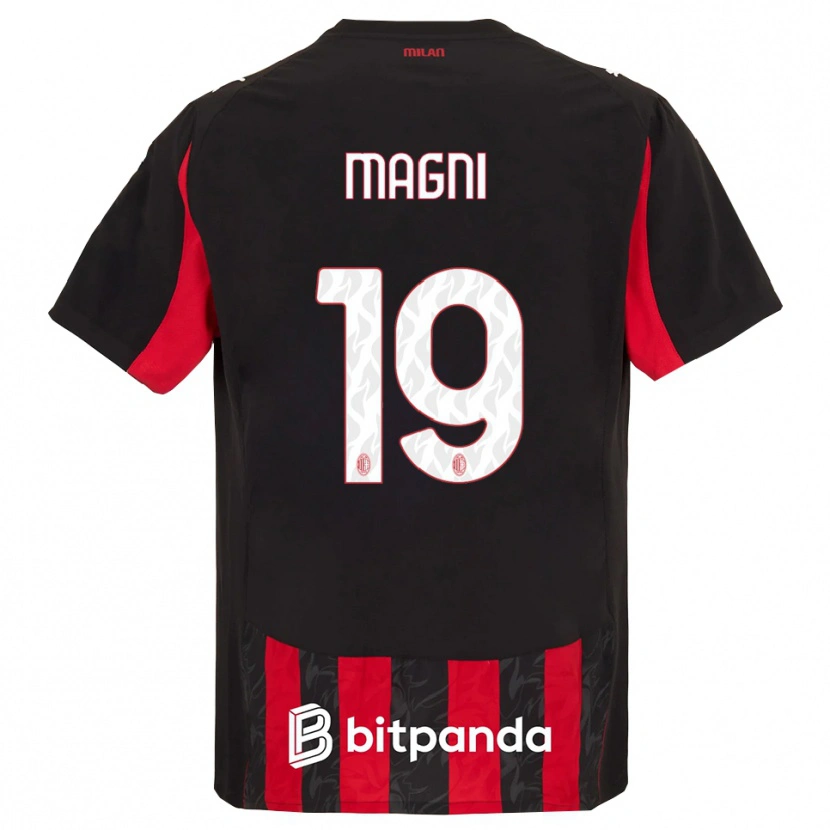 Danxen Niño Camiseta Vittorio Magni #19 Rojo Negro 1ª Equipación 2025/26 La Camisa México