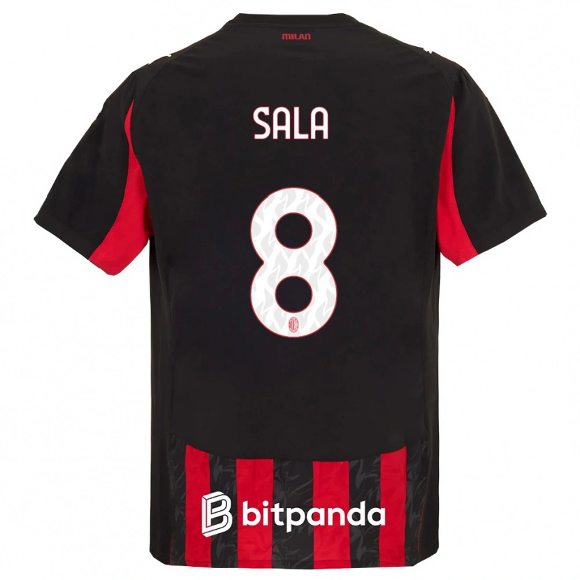 Danxen Niño Camiseta Emanuele Sala #8 Rojo Negro 1ª Equipación 2025/26 La Camisa México
