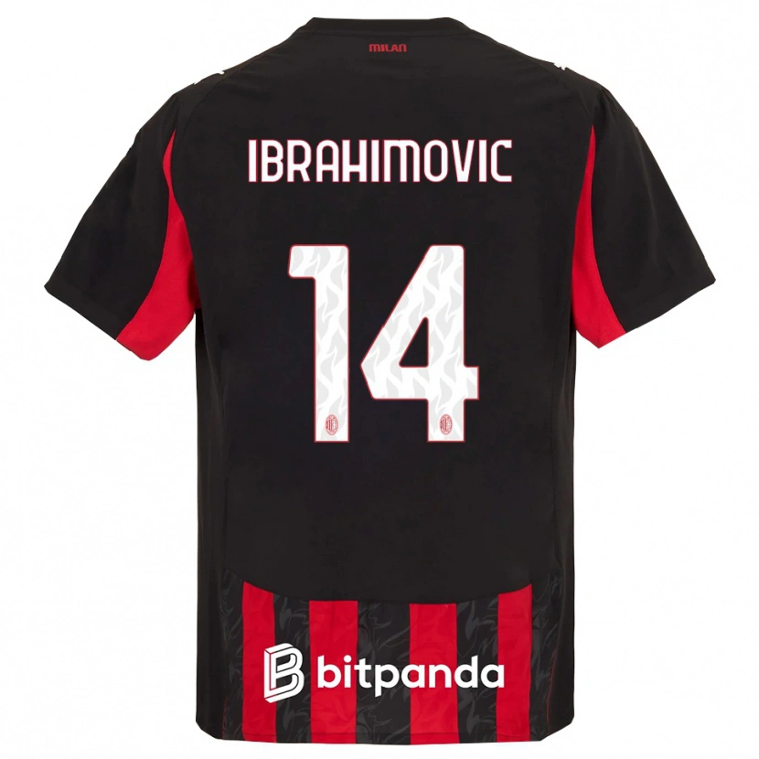 Danxen Niño Camiseta Vincent Ibrahimović #14 Rojo Negro 1ª Equipación 2025/26 La Camisa México