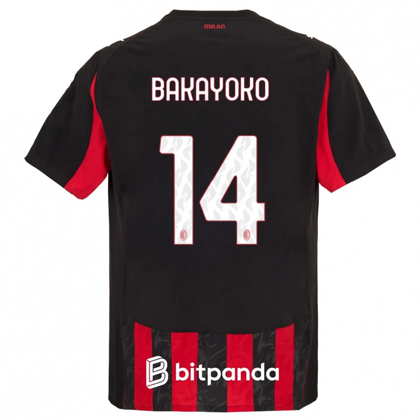 Danxen Niño Camiseta Tiemoue Bakayoko #14 Rojo Negro 1ª Equipación 2025/26 La Camisa México