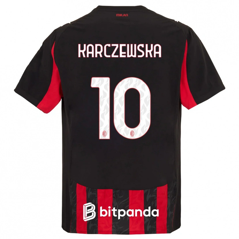 Danxen Niño Camiseta Nikola Karczewska #10 Rojo Negro 1ª Equipación 2025/26 La Camisa México