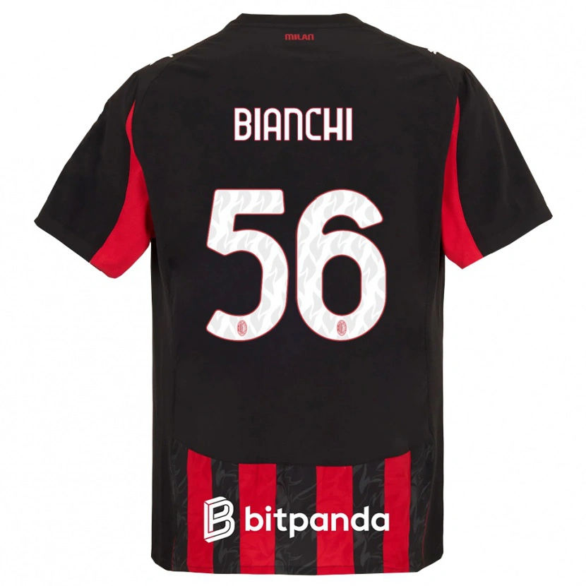 Danxen Niño Camiseta Alessandro Bianchi #56 Rojo Negro 1ª Equipación 2025/26 La Camisa México