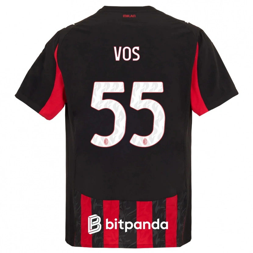 Danxen Niño Camiseta Silvano Vos #55 Rojo Negro 1ª Equipación 2025/26 La Camisa México