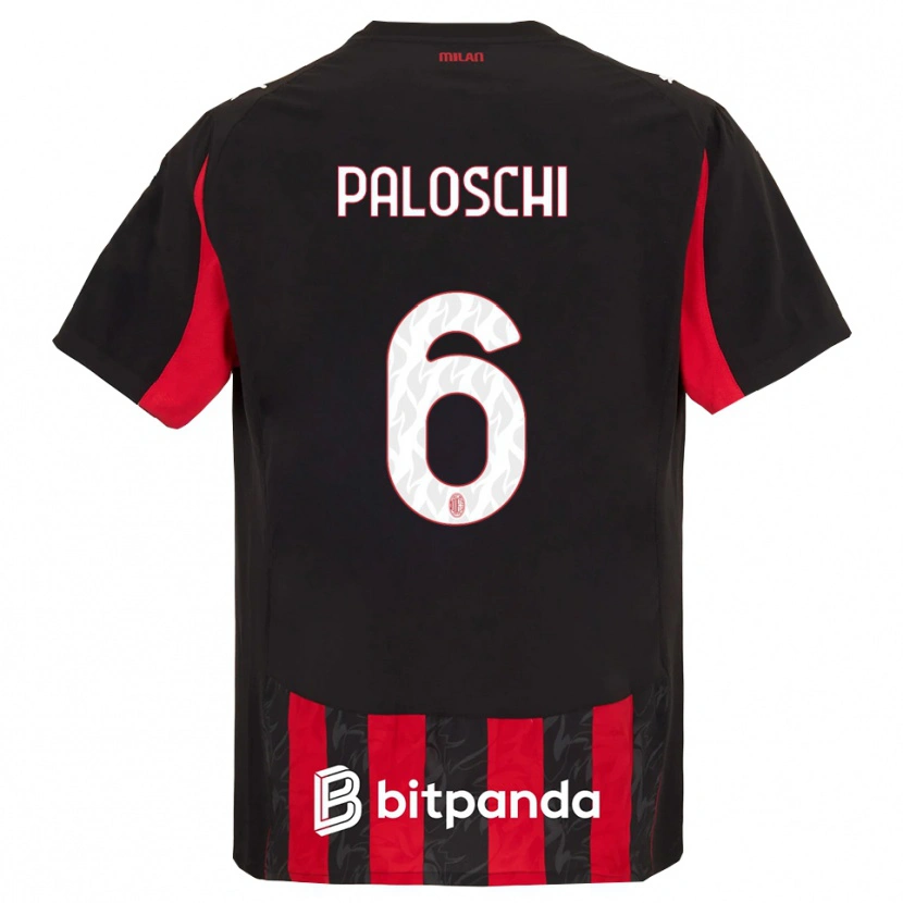 Danxen Niño Camiseta Dorian Paloschi #6 Rojo Negro 1ª Equipación 2025/26 La Camisa México