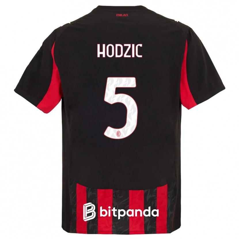 Danxen Niño Camiseta Demirel Hodzic #5 Rojo Negro 1ª Equipación 2025/26 La Camisa México