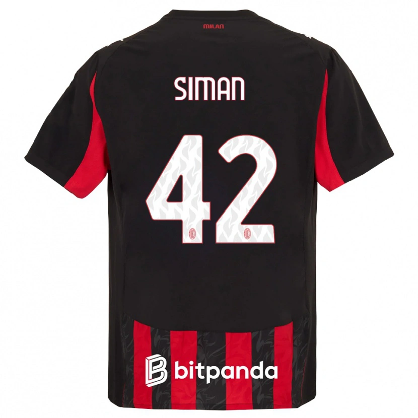 Danxen Niño Camiseta Alexandru Șiman #42 Rojo Negro 1ª Equipación 2025/26 La Camisa México