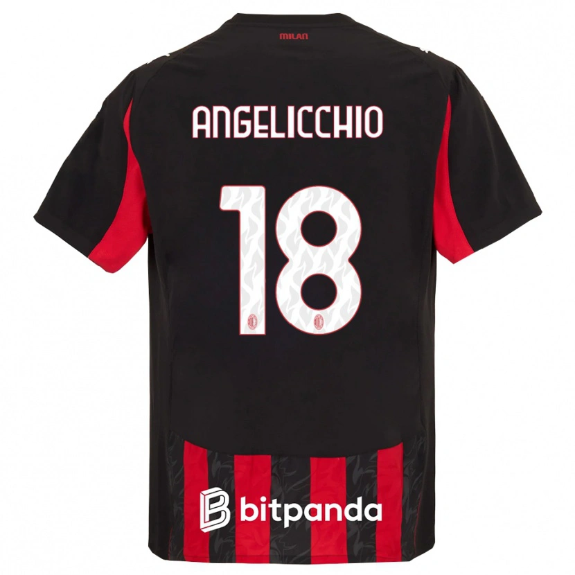 Danxen Niño Camiseta Mattia Angelicchio #18 Rojo Negro 1ª Equipación 2025/26 La Camisa México