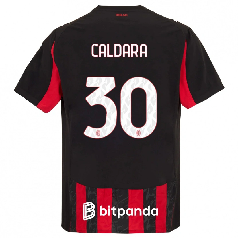 Danxen Niño Camiseta Mattia Caldara #30 Rojo Negro 1ª Equipación 2025/26 La Camisa México