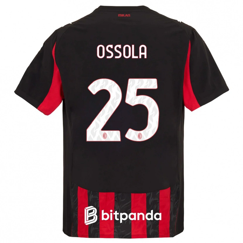 Danxen Niño Camiseta Lorenzo Ossola #25 Rojo Negro 1ª Equipación 2025/26 La Camisa México