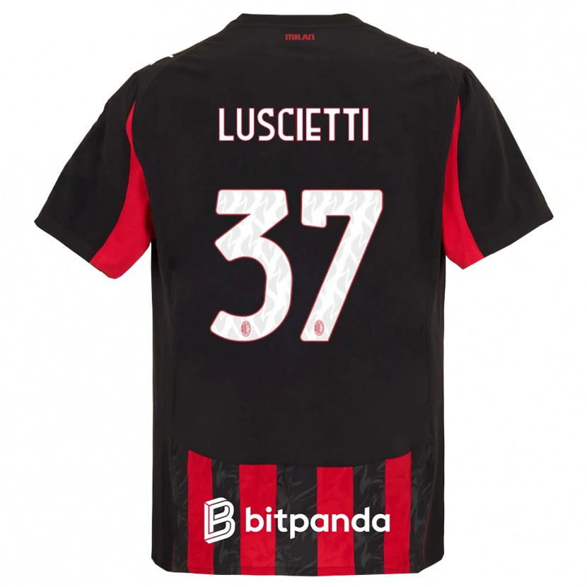 Danxen Niño Camiseta Abebe Luscietti #37 Rojo Negro 1ª Equipación 2025/26 La Camisa México
