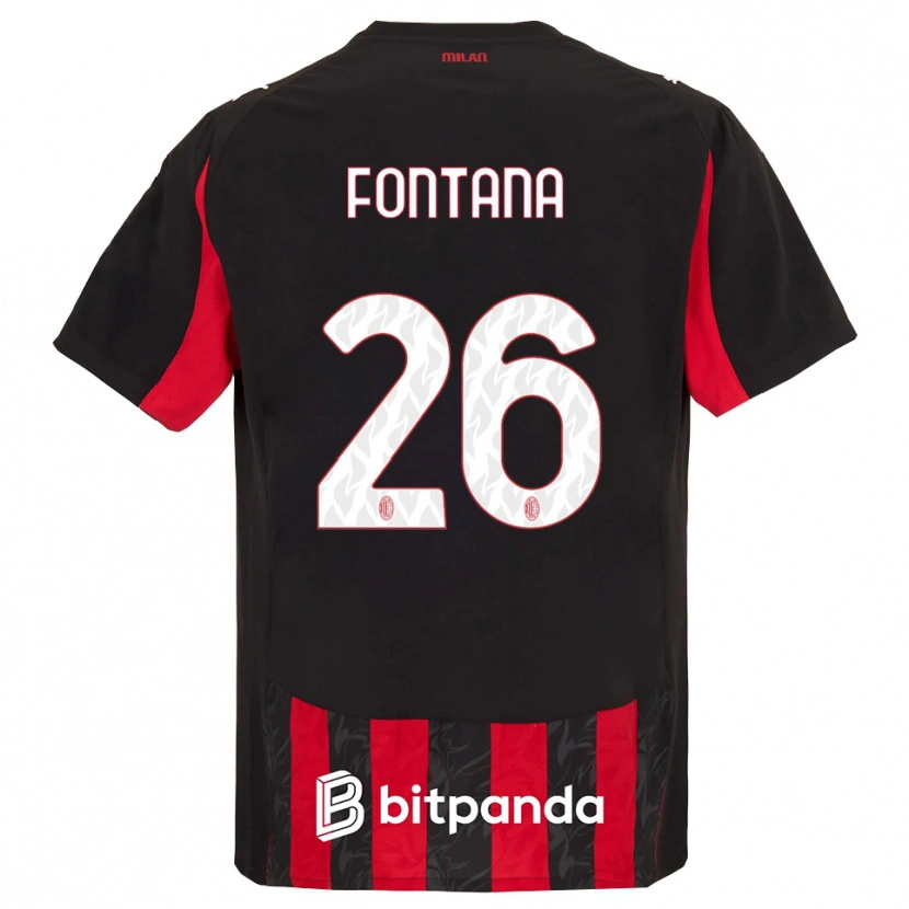 Danxen Niño Camiseta Francesco Fontana #26 Rojo Negro 1ª Equipación 2025/26 La Camisa México