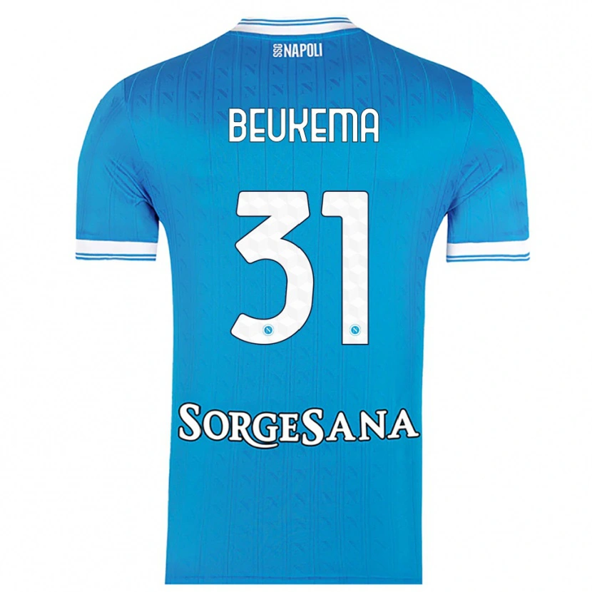 Danxen Niño Camiseta Sam Beukema #31 Azul Cielo Blanco 1ª Equipación 2025/26 La Camisa México