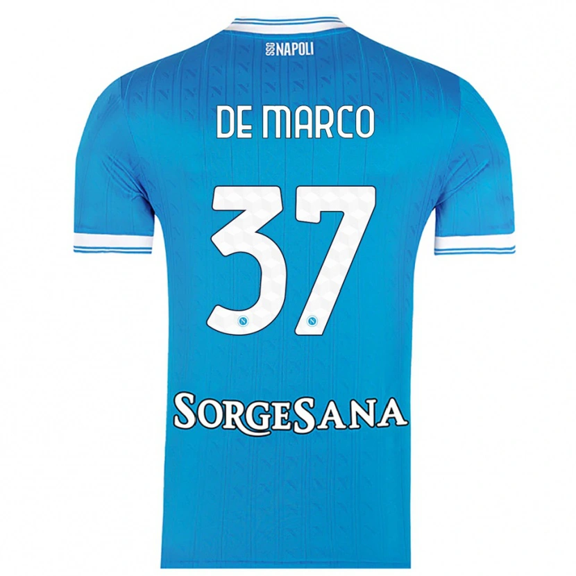 Danxen Niño Camiseta Francesco De Marco #37 Azul Cielo Blanco 1ª Equipación 2025/26 La Camisa México