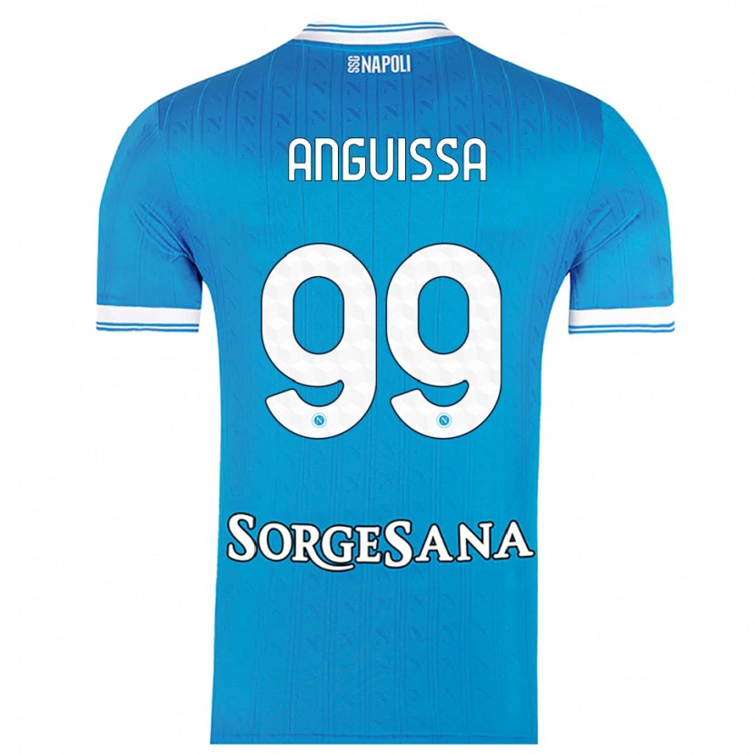 Danxen Niño Camiseta Frank Anguissa #99 Azul Cielo Blanco 1ª Equipación 2025/26 La Camisa México
