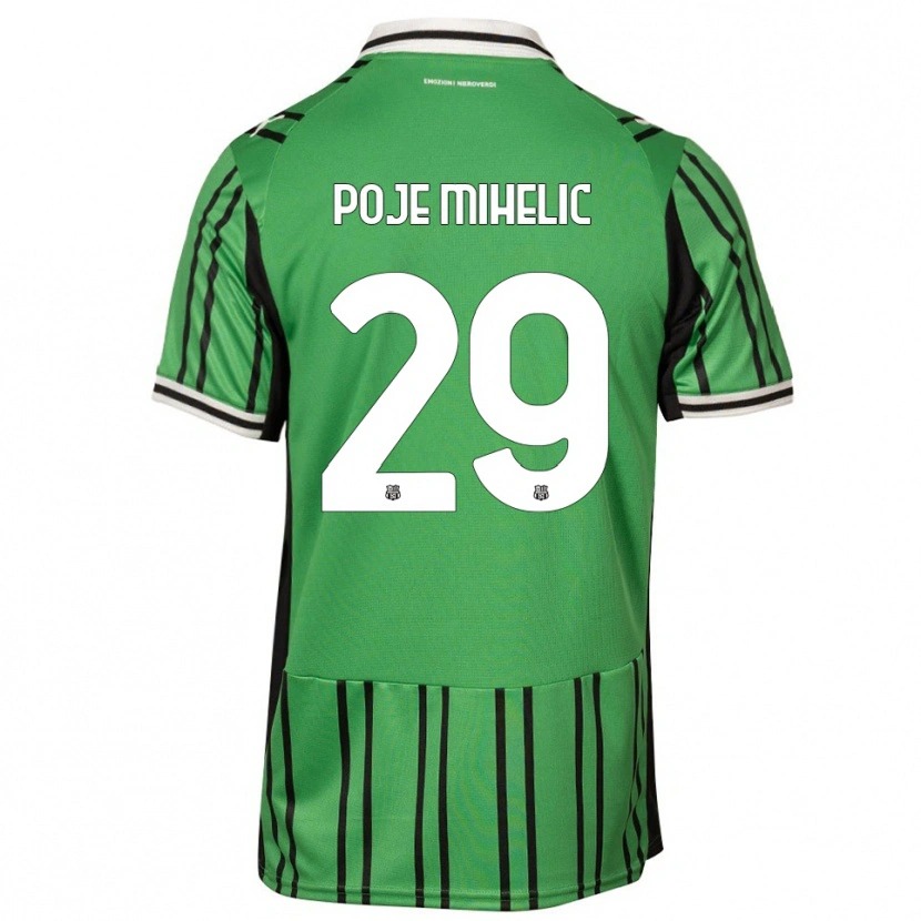 Danxen Niño Camiseta Naja Poje Mihelič #29 Verde Negro 1ª Equipación 2025/26 La Camisa México