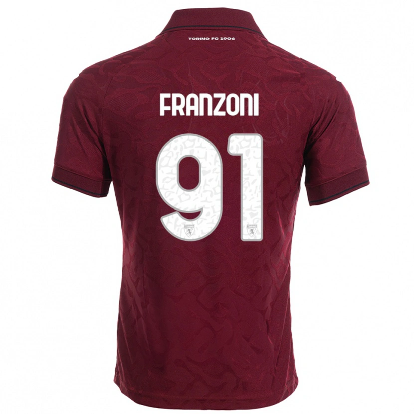 Danxen Niño Camiseta Nicolò Franzoni #91 Borgoña Blanco 1ª Equipación 2025/26 La Camisa México