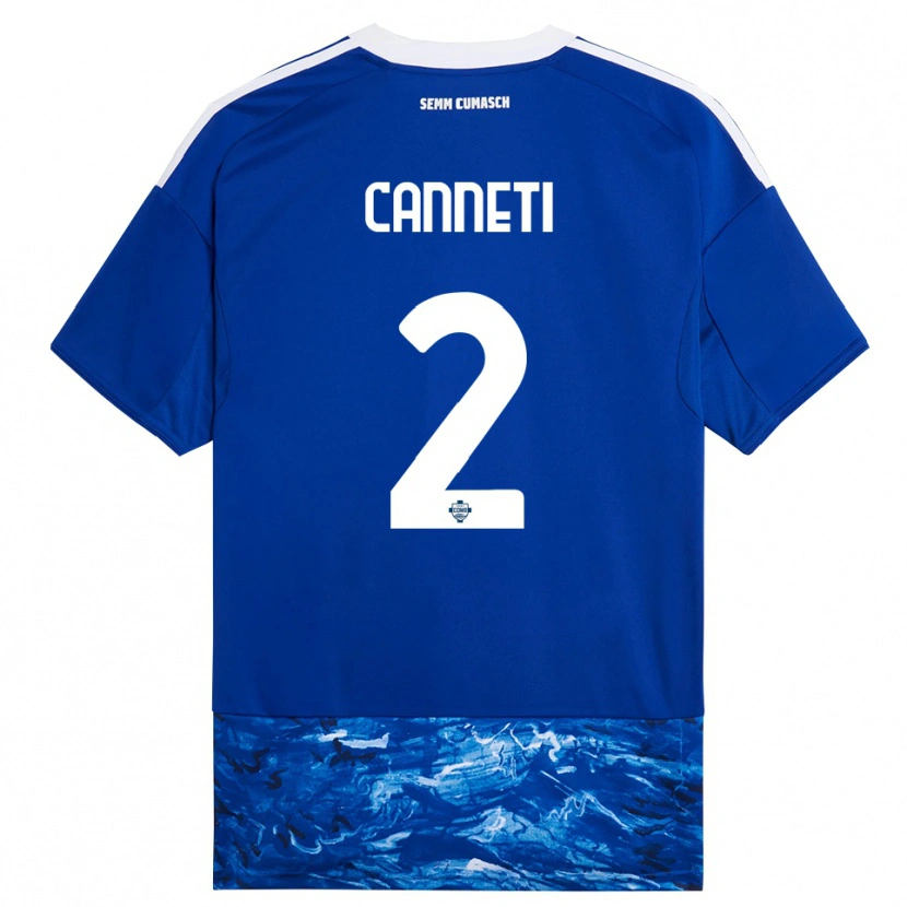 Danxen Niño Camiseta Jacopo Canneti #2 Azul Blanco 1ª Equipación 2025/26 La Camisa México