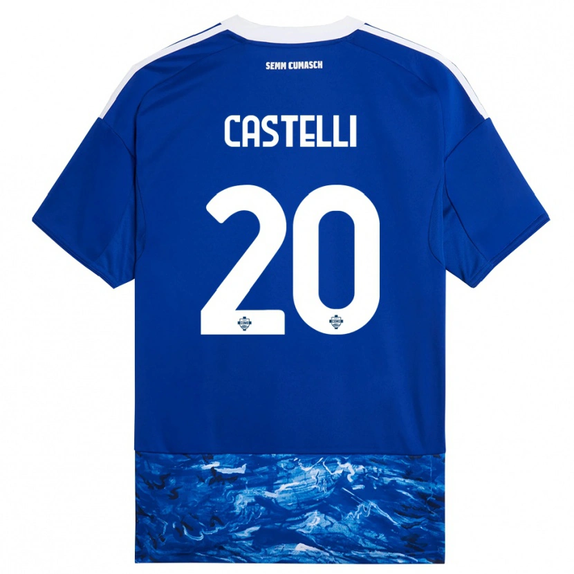 Danxen Niño Camiseta Matteo Castelli #20 Azul Blanco 1ª Equipación 2025/26 La Camisa México