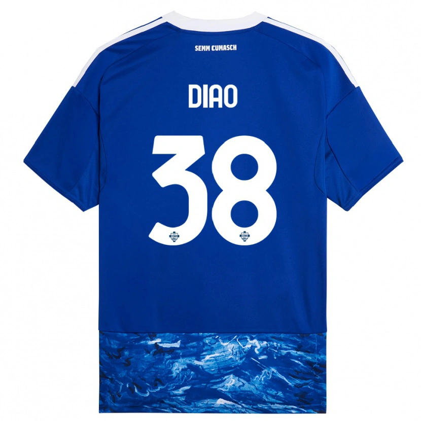 Danxen Niño Camiseta Assane Diao #38 Azul Blanco 1ª Equipación 2025/26 La Camisa México